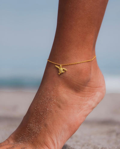 Tobillera Tortuga Bebé Baño de Oro 18k